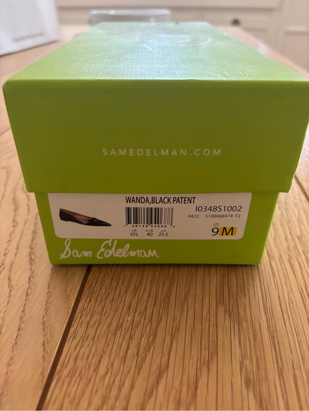 NWT Sam Edelman Wanda Black Patent Pointed Toe Flats - Picture 2 of 3